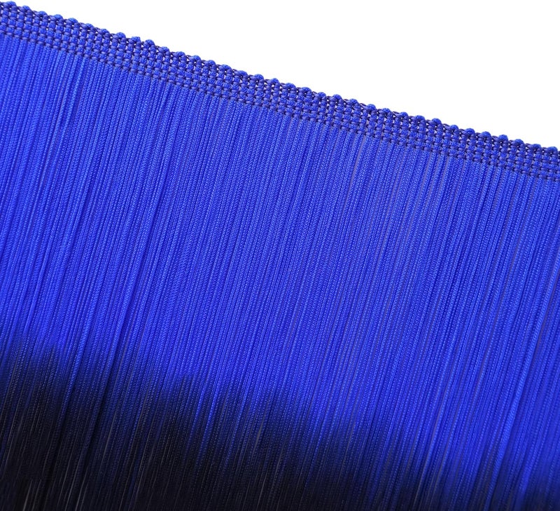DHFLYDH Fringe Trim Tassel Trim Gradient Color 2.5 Yards 7.9 Inch Wide for Dresses, Bags, DIY, Home Decor, Crafts (Black+Blue) - Image 2